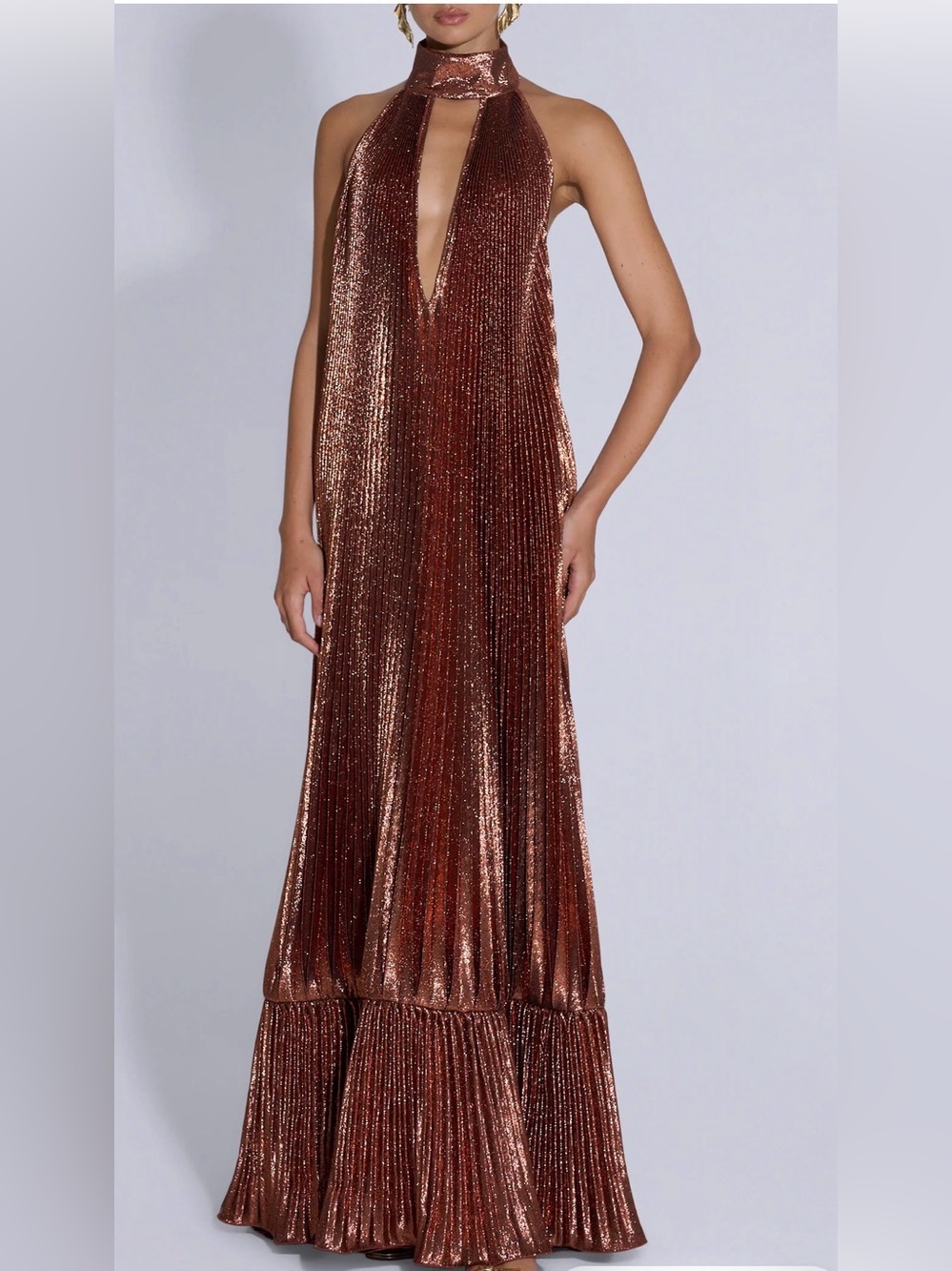 L’Idee Libertie Gown in Bronze Glitter